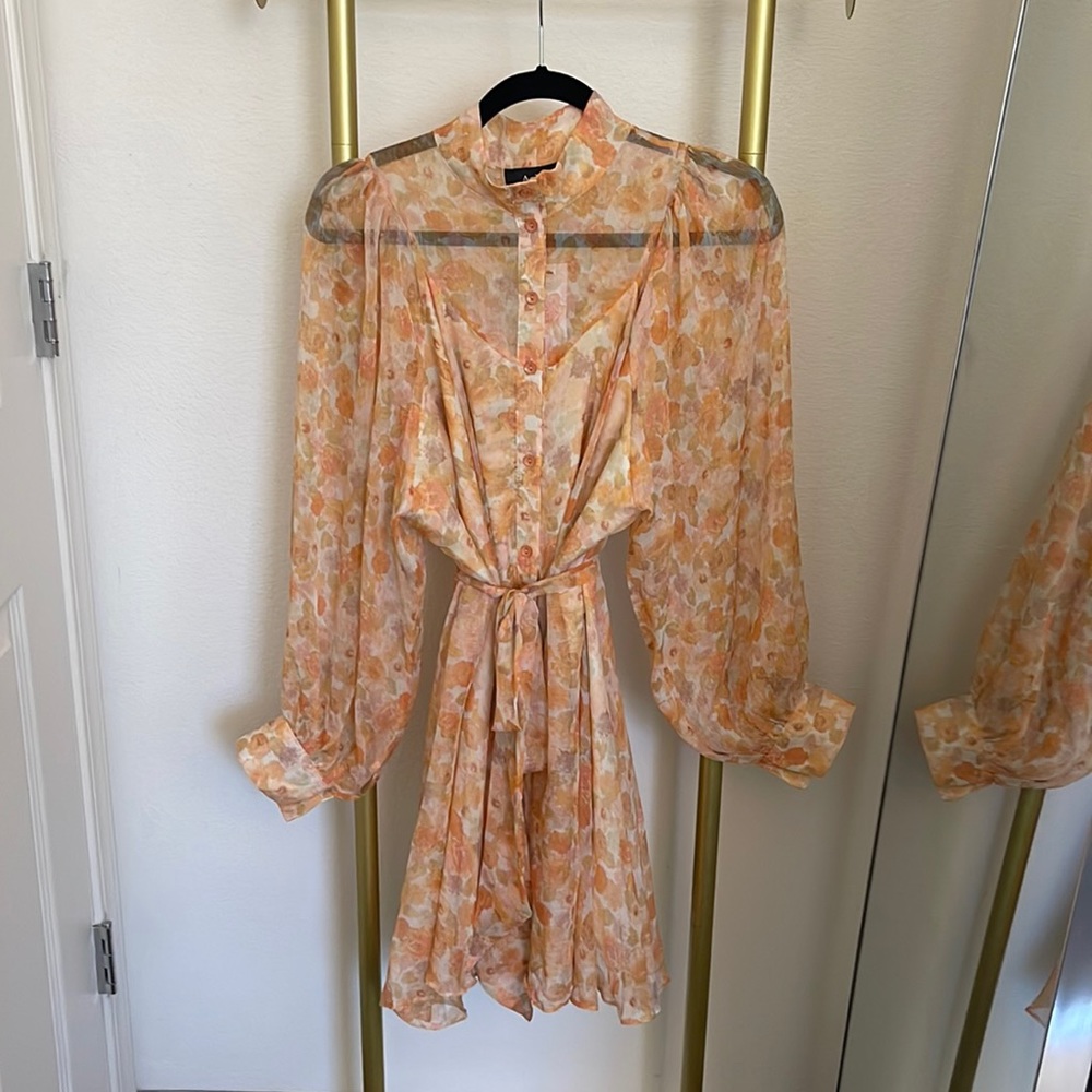 New with tags- Aakaa orange floral dress in size small.